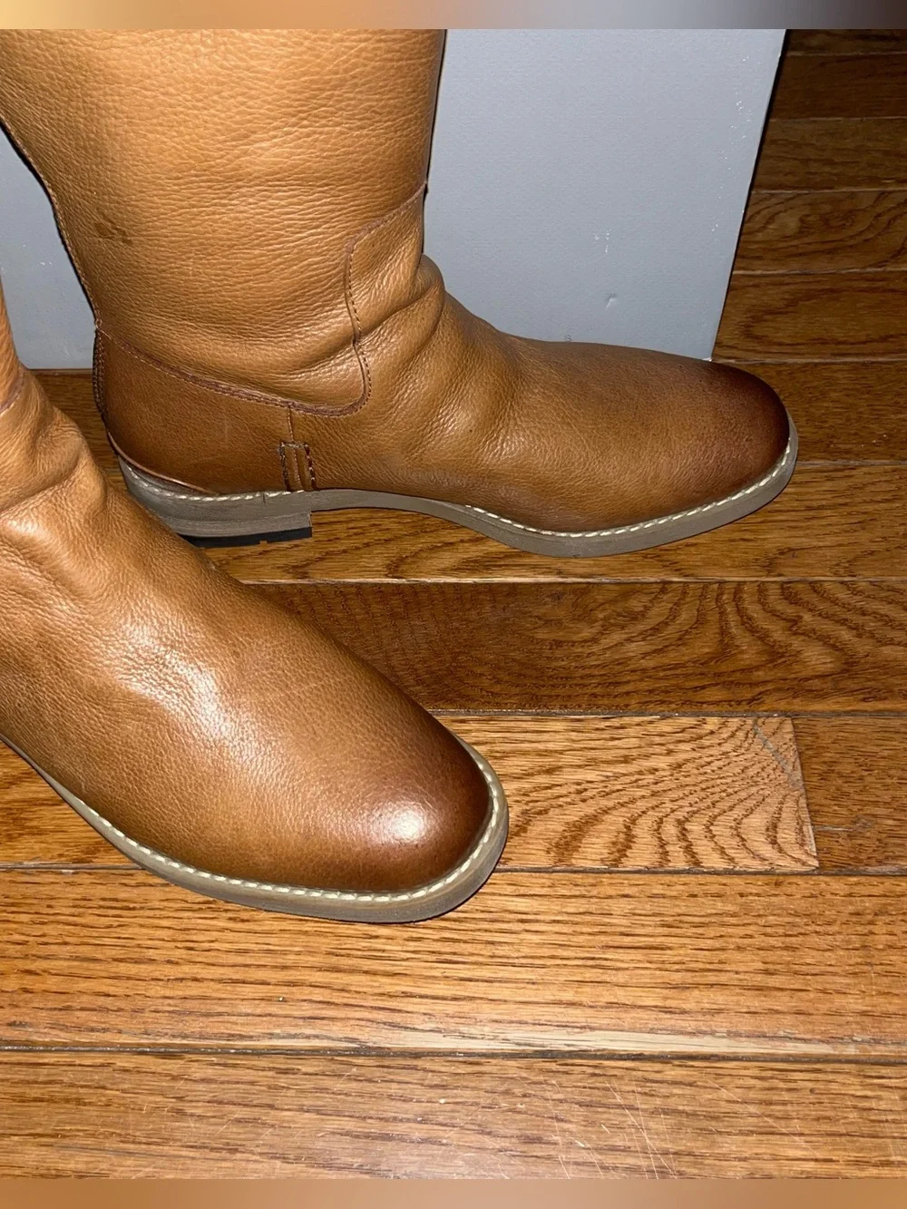 Franco Sarto Meyer Knee High Boot Light Brown Distressed Women’s 7 Wide Calf